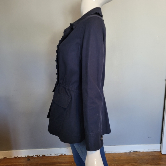 Kate Spade Broome Street Ruffle Military Jacket, VGUC, Size XS FITS VERY BIG - Picture 7 of 11